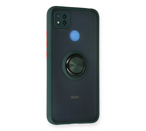 Xiaomi Redmi 9C Kılıf Montreal Yüzüklü Silikon Kapak - Yeşil