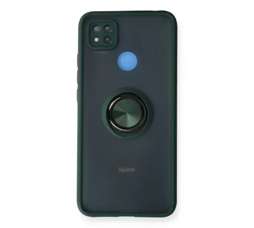 Xiaomi Redmi 9C Kılıf Montreal Yüzüklü Silikon Kapak - Yeşil