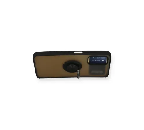Xiaomi Redmi 9T Kılıf Montreal Yüzüklü Silikon Kapak - Siyah