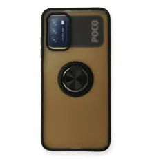 Xiaomi Redmi 9T Kılıf Montreal Yüzüklü Silikon Kapak - Siyah