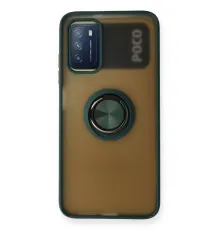 Xiaomi Redmi 9T Kılıf Montreal Yüzüklü Silikon Kapak - Yeşil