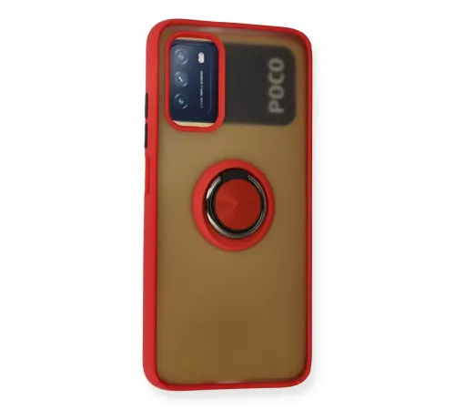 Xiaomi Redmi 9T Kılıf Montreal Yüzüklü Silikon Kapak - Kırmızı