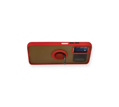 Xiaomi Redmi 9T Kılıf Montreal Yüzüklü Silikon Kapak - Kırmızı