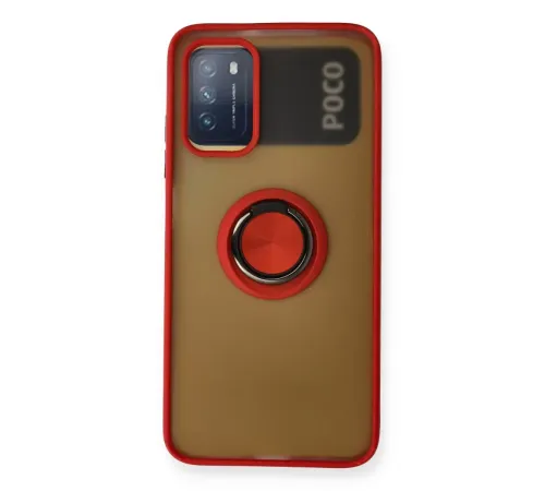 Xiaomi Redmi 9T Kılıf Montreal Yüzüklü Silikon Kapak - Kırmızı