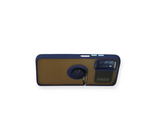 Xiaomi Redmi 9T Kılıf Montreal Yüzüklü Silikon Kapak - Lacivert