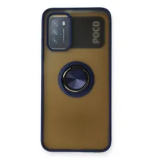 Xiaomi Redmi 9T Kılıf Montreal Yüzüklü Silikon Kapak - Lacivert