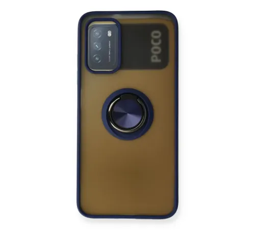 Xiaomi Redmi 9T Kılıf Montreal Yüzüklü Silikon Kapak - Lacivert