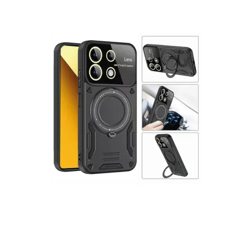 Realme C55 Kılıf Joy Lens Standlı Kapak - Koyu Yeşil