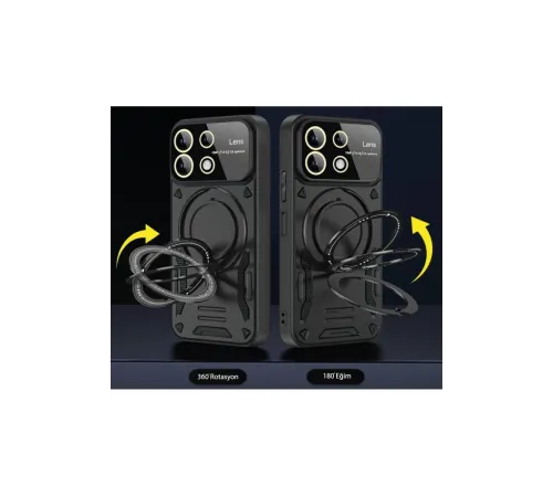 Realme C55 Kılıf Joy Lens Standlı Kapak - Kırmızı