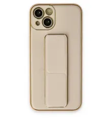 Apple iPhone 14 Plus Kılıf Coco Deri Standlı Kapak - Gold