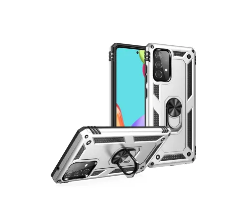 Samsung Galaxy A33 5G Kılıf Sofya Yüzüklü Silikon Kapak - Gümüş