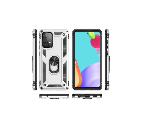 Samsung Galaxy A33 5G Kılıf Sofya Yüzüklü Silikon Kapak - Gümüş