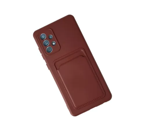 Samsung Galaxy A72 Kılıf Kelvin Kartvizitli Silikon - Bordo