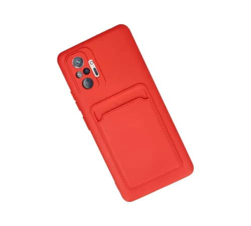 Xiaomi Redmi Note 10 Pro Kılıf Kelvin Kartvizitli Silikon - Kırmızı