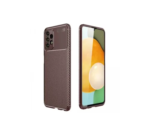 Samsung Galaxy A13 4G Kılıf Auto Focus Karbon Kapak - Kahverengi