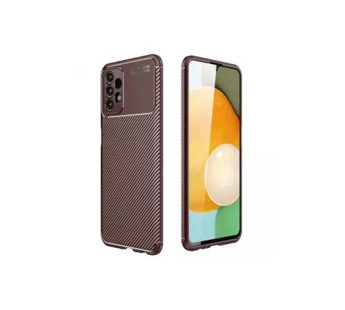 Samsung Galaxy A13 4G Kılıf Auto Focus Karbon Kapak - Kahverengi