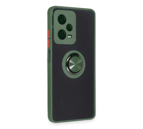 Xiaomi Redmi Note 12 5G Kılıf Montreal Yüzüklü Silikon Kapak - Yeşil