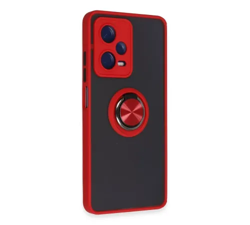 Xiaomi Redmi Note 12 5G Kılıf Montreal Yüzüklü Silikon Kapak - Kırmızı