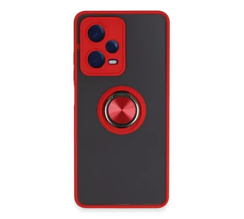 Xiaomi Redmi Note 12 5G Kılıf Montreal Yüzüklü Silikon Kapak - Kırmızı