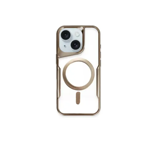 Apple iPhone 15 Plus Kılıf Boyi Magsafe Silikon Kapak - Kahverengi