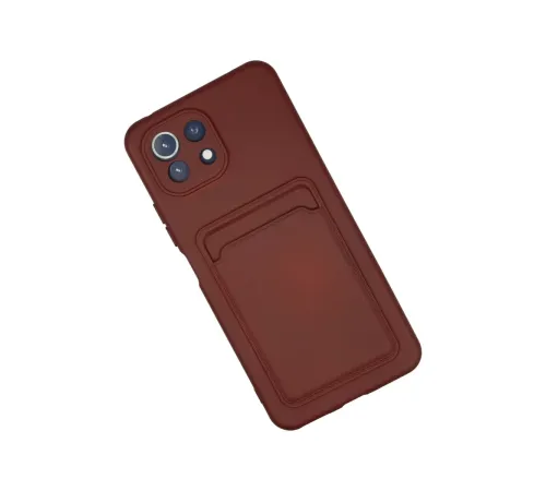 Xiaomi Mİ 11 Lite Kılıf Kelvin Kartvizitli Silikon - Bordo