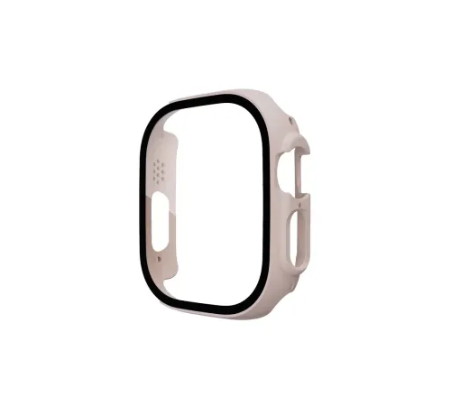 Apple Watch Ultra 49mm Desert Camlı Kasa Ekran Koruyucu - Metalik Gold