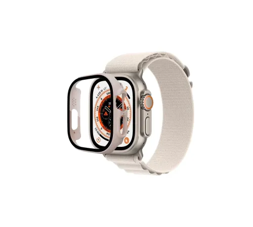 Apple Watch Ultra 49mm Desert Camlı Kasa Ekran Koruyucu - Metalik Gold