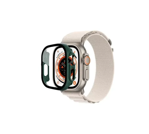 Apple Watch Ultra 49mm Desert Camlı Kasa Ekran Koruyucu - Koyu Yeşil