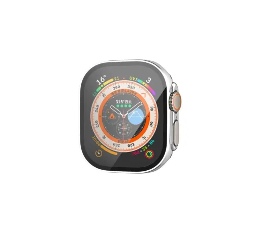 Apple Watch Ultra 49mm Legend Camlı Kasa Ekran Koruyucu - Gümüş