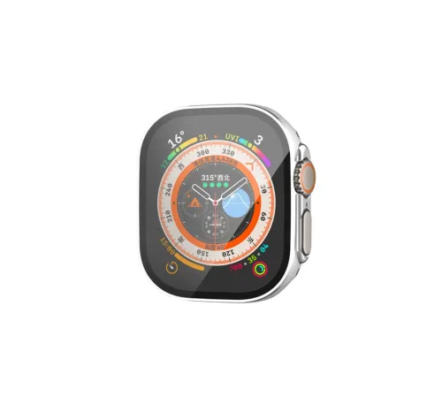 Apple Watch Ultra 49mm Legend Camlı Kasa Ekran Koruyucu - Gümüş