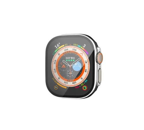 Apple Watch Ultra 49mm Legend Camlı Kasa Ekran Koruyucu - Siyah-Gümüş