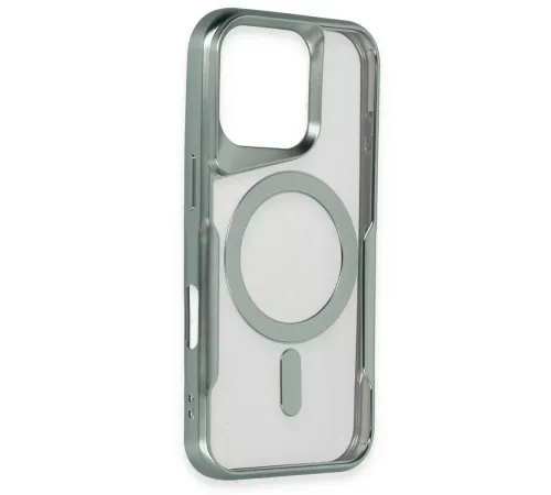 Apple iPhone 16 Pro Kılıf Boyi Magsafe Silikon Kapak - Gümüş
