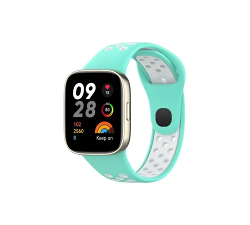 Xiaomi Redmi Watch 3 Spor Delikli Kordon - Turkuaz-Beyaz