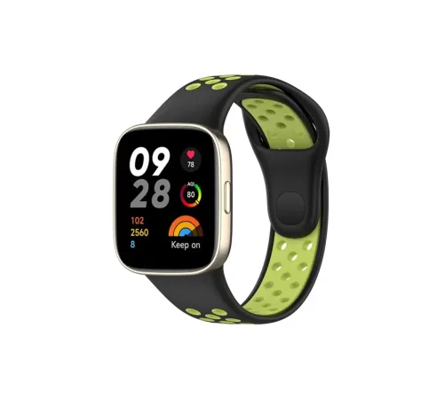 Xiaomi Redmi Watch 3 Spor Delikli Kordon - Siyah-Yeşil