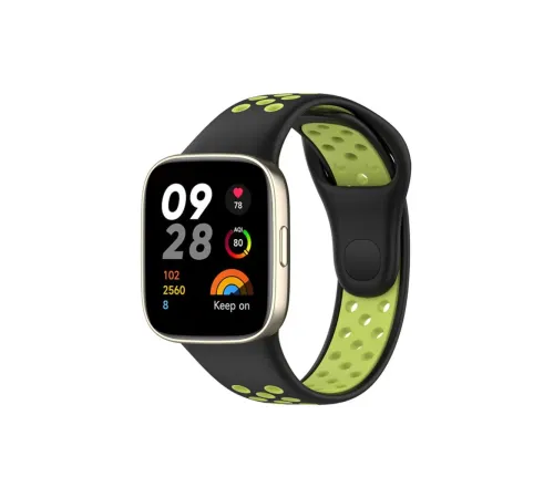 Xiaomi Redmi Watch 3 Spor Delikli Kordon - Siyah-Yeşil