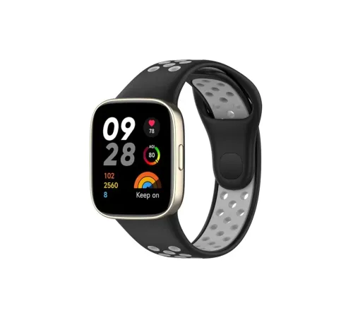 Xiaomi Redmi Watch 3 Spor Delikli Kordon - Siyah-Gri