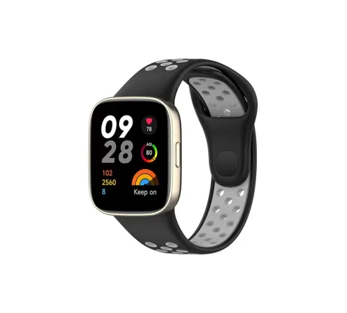 Xiaomi Redmi Watch 3 Spor Delikli Kordon - Siyah-Gri
