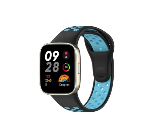 Xiaomi Redmi Watch 3 Spor Delikli Kordon - Siyah-Mavi