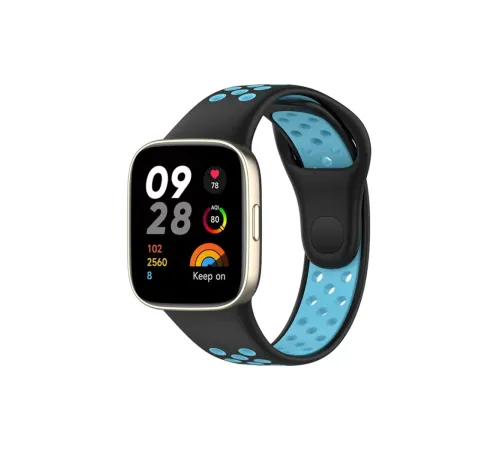 Xiaomi Redmi Watch 3 Spor Delikli Kordon - Siyah-Mavi