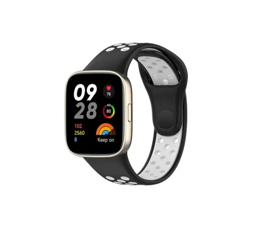 Xiaomi Redmi Watch 3 Spor Delikli Kordon - Siyah-Beyaz