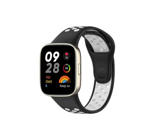 Xiaomi Redmi Watch 3 Spor Delikli Kordon - Siyah-Beyaz