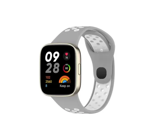 Xiaomi Redmi Watch 3 Spor Delikli Kordon - Gri-Beyaz