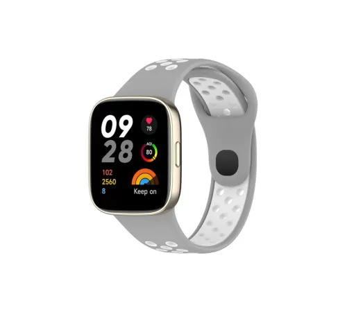 Xiaomi Redmi Watch 3 Spor Delikli Kordon - Gri-Beyaz