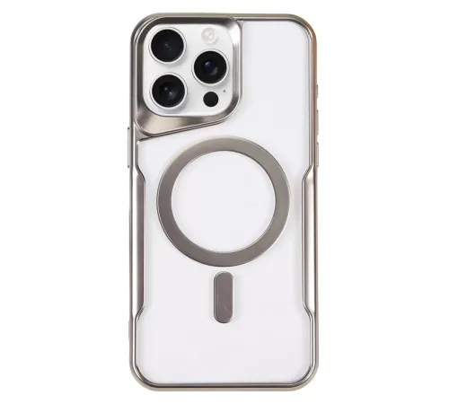 Apple iPhone 16 Pro Max Kılıf Boyi Magsafe Silikon Kapak - Gümüş
