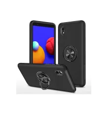 Samsung Galaxy A01 Core Kılıf Elit Yüzüklü Kapak - Siyah