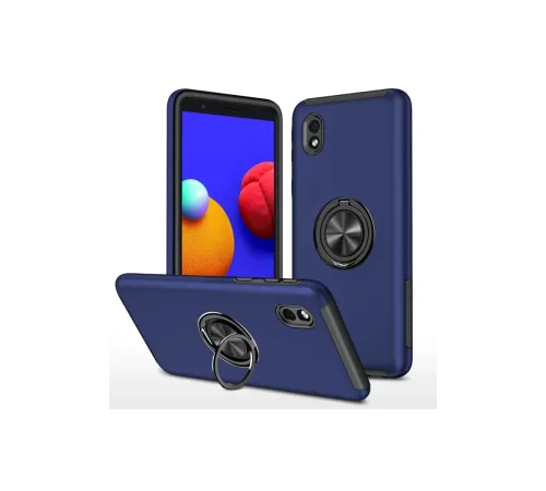 Samsung Galaxy A01 Core Kılıf Elit Yüzüklü Kapak - Lacivert