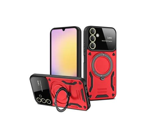 Samsung Galaxy S25 Kılıf Joy Lens Standlı Kapak - Kırmızı