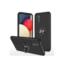 Samsung Galaxy A02S Kılıf Elit Yüzüklü Kapak - Siyah