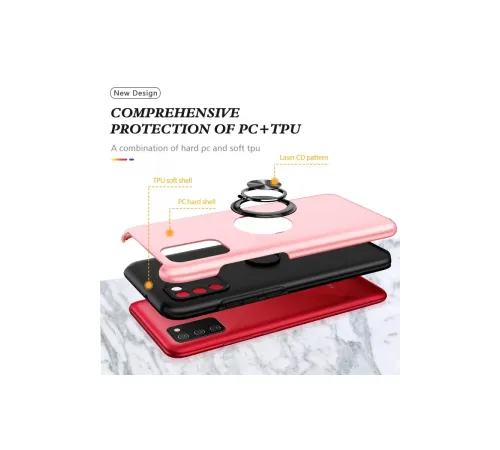 Samsung Galaxy A02S Kılıf Elit Yüzüklü Kapak - Pembe