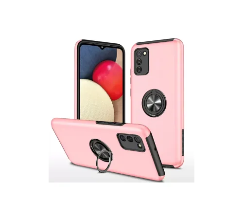 Samsung Galaxy A02S Kılıf Elit Yüzüklü Kapak - Pembe